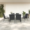 vidaXL Patio Dining Set Outdoor Table and Chair Black Steel and Textilene - 55.1" Table Length 6 Items - 2 of 4