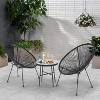 Janey 3-piece All-Weather PE Rattan Patio Bar Set with Side Table, Flexible Rope Acapulco Design, Outdoor Furniture - The Pop Home - 2 of 4