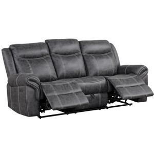 Vynxaria Power Motion Microfiber Sofa w/Drop Down Table, Cup Holders, USB Ports, Pocket Coil Seats, 138° Recline - 1 of 4
