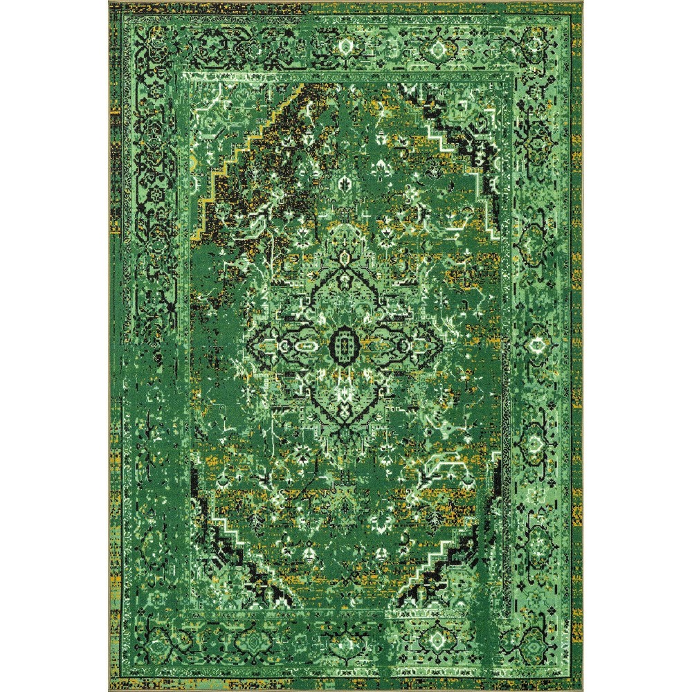 5'x8' Nylon Vintage Reiko Area Rug Green - nuLOOM