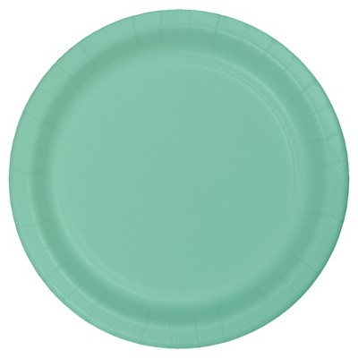 green paper plates and cups