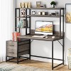 ORRD 55” Computer Desk with Hutch, White Home Office Desk with 2 Drawers & Shelves, Modern Workstation for Small Spaces, Study or Bedroom - 3 of 4