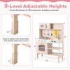 Costway Height Adjustable Play Kitchen Wooden Kitchen Playset with Real Lights & Sounds - 2 of 4