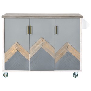 NicBex 51.57Inch Farmhouse Rolling Kitchen Island with Drop Leaf,Towel Rack and Internal Storage Rack - 1 of 4