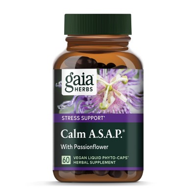 Gaia Herbs Calm A.S.A.P. Stress Support Supplement - 60 Vegan Liquid Phyto-Capsules
