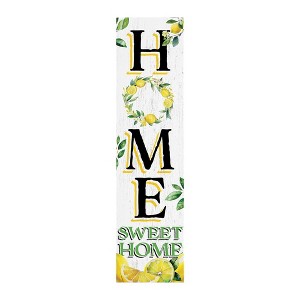 HomeRoots 10" Green White And Yellow Solid Wood Home Sweet Home Porch Sign - 1 of 4