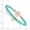 Chisel Stainless Steel Rose IP-plated Tree of Life 4mm Mint Jade Beaded Stretch Bracelet - 3 of 4