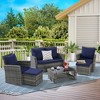 Bigget Outdoor 6 Piece Steel Wicker Patio Conversation Set Rattan Furniture - 2 of 4