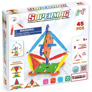 Tinamiri Supermag - Multicolor 45 - Magnetic Building Set, Educational construction fun, 45 piece set, Magnet Toys, 0651 - 1 of 4