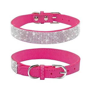 Bellura Pet - Leather Dog Collar with Diamonds - Pink - 1 of 4