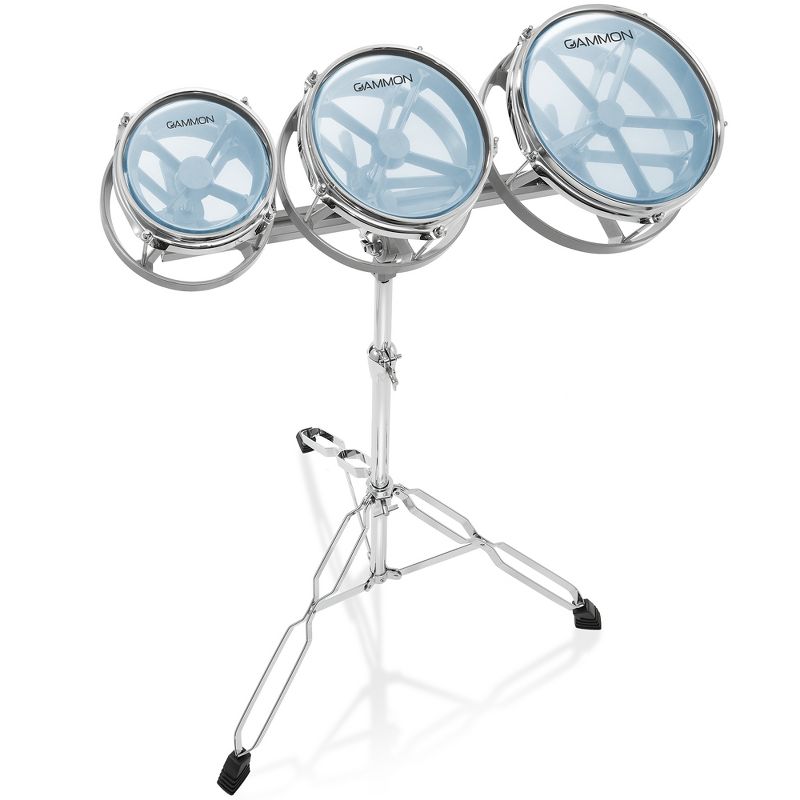 Gammon Percussion Roto Tom Drum Set - 6", 8", 10" Toms - Double Braced Stand & Tunable Heads, 1 of 8
