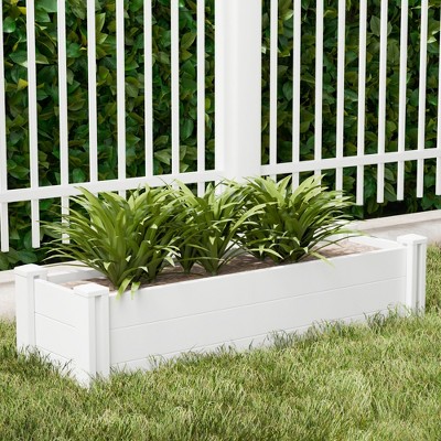 Lirago 51" x 28" x 13" White PVC Modular Garden Fence Panel Durable Easy to Install Soil Improvement Solution