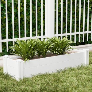 Lirago 51" x 28" x 13" White PVC Modular Garden Fence Panel Durable Easy to Install Soil Improvement Solution - 1 of 4