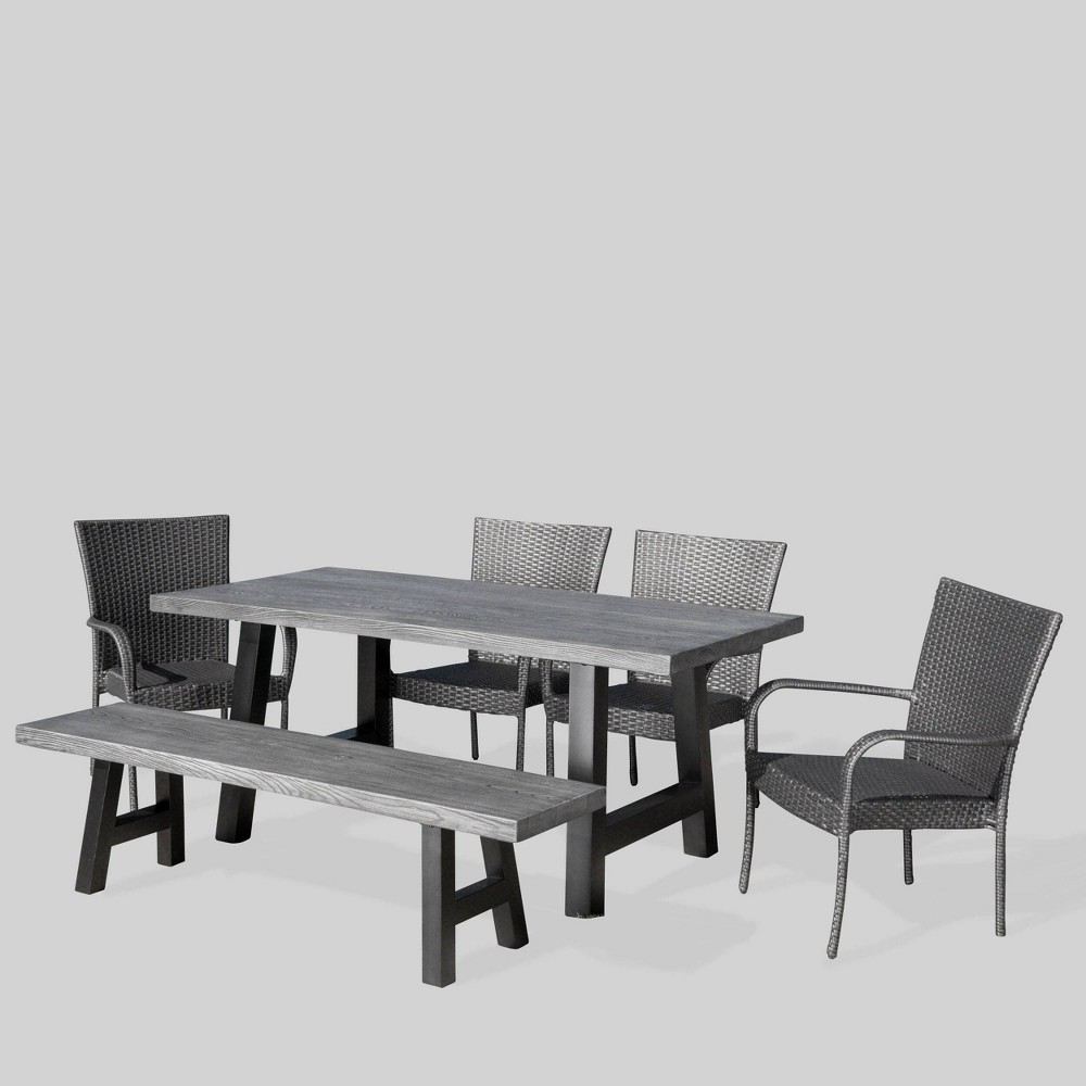 Morrison 6pc Wicker And Concrete Dining Set Gray Christopher