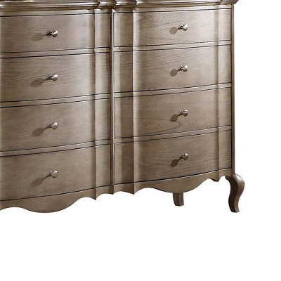 Elegant Antique Taupe Dresser with Dovetail and Felt-Lined Drawers