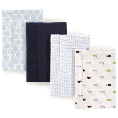 Luvable Friends Baby Boy Cotton Flannel Burp Cloths 4pk, Turtle, One Size