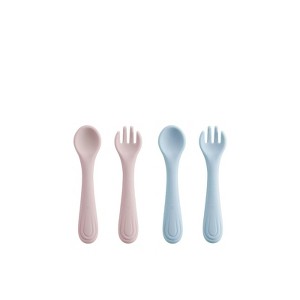 Bc Babycare Tiny Grip Silicone Fork and Spoon 4pcs Toddler Utensils Silicone Flatware Sets - 1 of 4