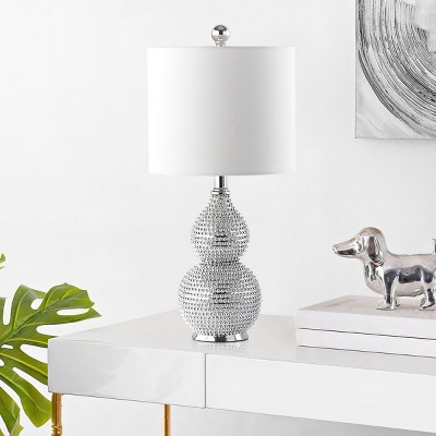 Clarabel Silver 20-Inch Table Lamp with Off-White Shade