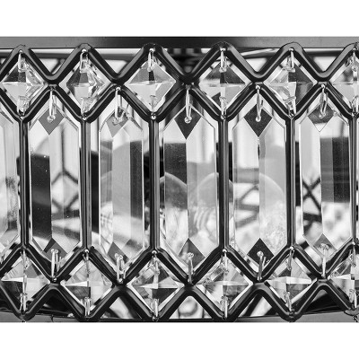 Elegant Hollywood Bronze & Glass Drum Ceiling Light with K-9 Crystals