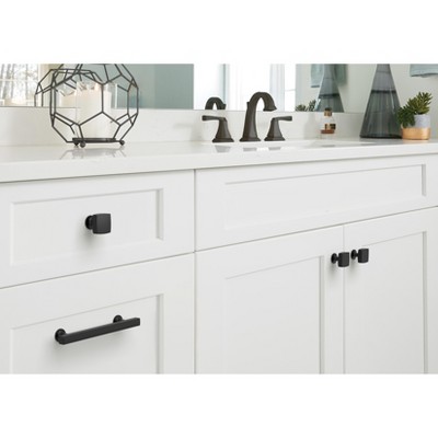 Everett 1-1/4 inch Matte Black Square Cabinet Knob with Mounting Hardware
