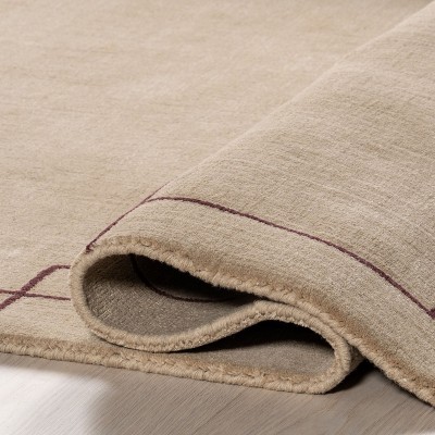 Nile Bordered Beige Wool-Blend Indoor Area Rug