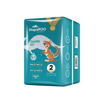 DiapaROO 5 in 1 Diaper Changing Kit, Travel Kit, High Quality & Leak Proof, Wipes Gloves Sack Changing Pad, 10-Pack