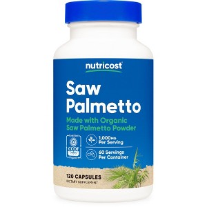 Nutricost Saw Palmetto (1000mg) 120 Capsules – Made with Organic Saw Palmetto, Vegetarian, GMO-Free & Gluten-Free Supplement - 1 of 4