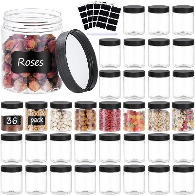 36PCS 8OZ Plastic Jars with Screw On Lids, Refillable Empty Round Containers