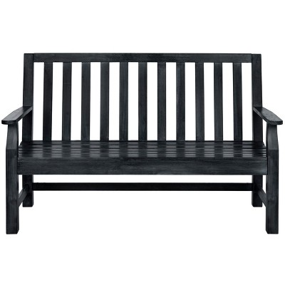 SAFAVIEH Jovanna 61.8 In. 2-Person Dark Slate Gray Acacia Wood Outdoor Bench Fox6707k