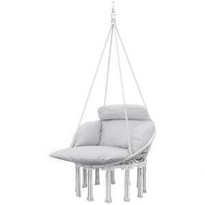 Aghana Digitals Gray Macrame Hammock Chair with Soft Polyester-Cotton Cushion, Steel Frame & - 1 of 4