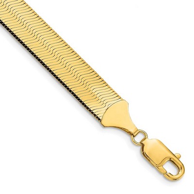 Black Bow Jewelry 10mm 14k Yellow Gold Solid Herringbone Chain Bracelet