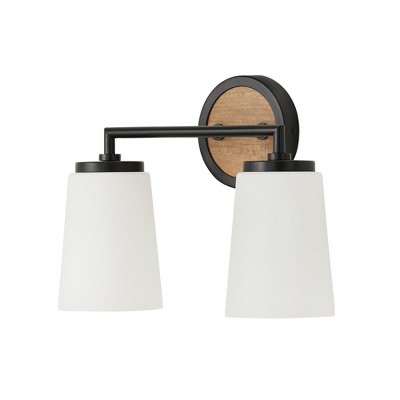 Capital Lighting Jonah 2 - Light Vanity in  Light Wood/Matte Black