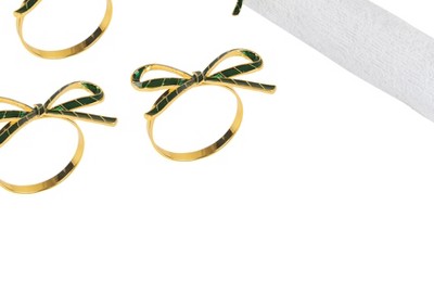 Green Ribbon Napkin Ring (Set of 4) - Thumbnail 2