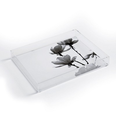 Monika Strigel Black Magnolia Small Acrylic Tray - Deny Designs