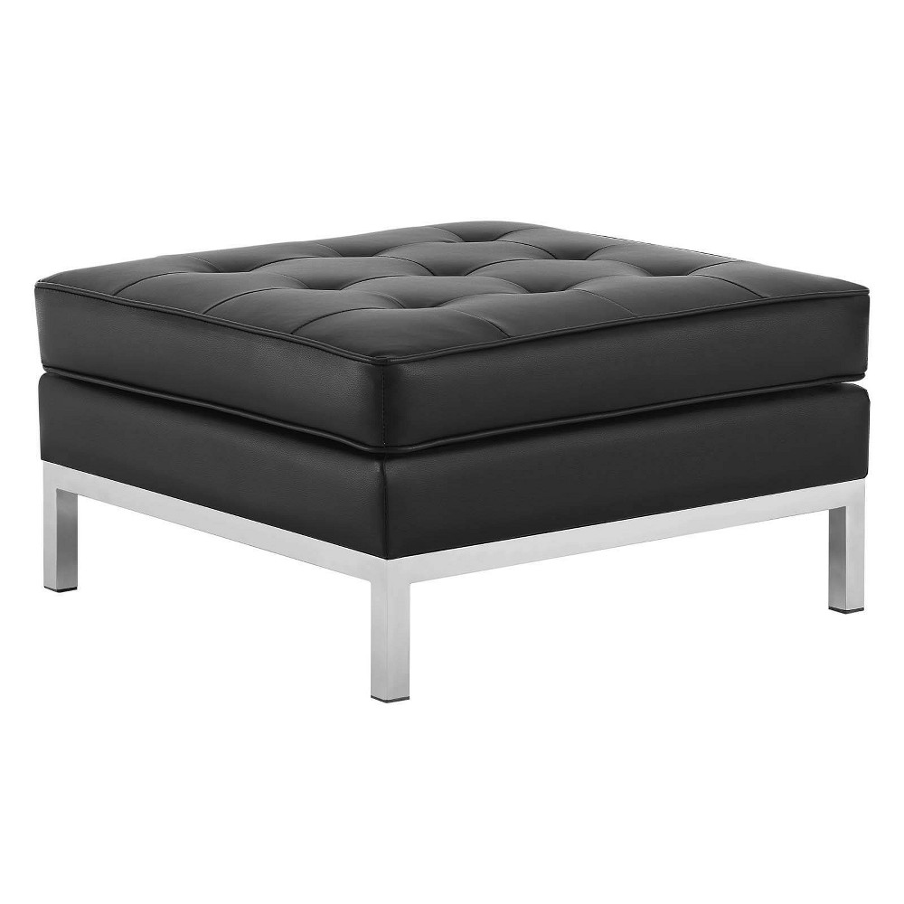 Photos - Pouffe / Bench Modway Loft Tufted Button Upholstered Faux Leather Ottoman Silver/Black  