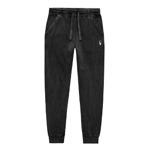 Dalix Astronaut Embroidery Washed Midweight Jogger Fleece Sweatpants Soft Lounge Pant Drawstring Waistband Pockets Mens - 1 of 4