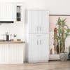 Yukimo 30" White Modern Kitchen Pantry Cabinet with 4 Doors, Drawer and Adjustable Shelves, Freestanding Storage for Dining Room & Living Room - 3 of 4