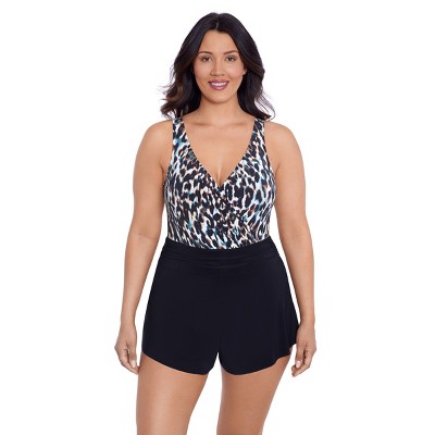 Women's Trimshaper Farrah Swim Romper - 18 - Black Multi : Target