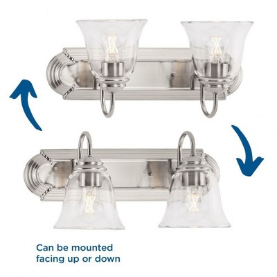 Brushed Nickel 2-Light Vanity Light with Clear Glass Shades