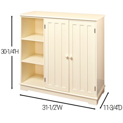 Cream Engineered Wood Freestanding Sideboard Cabinet with Shelves