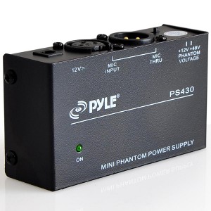 Pyle 48V Phantom Power Supply with Selectable +12V/+48V Modes and Ultra Low-Noise Audio Performance - 1 of 4