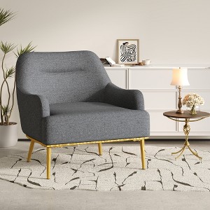 Modern Accent Chair Upholstered Armchair Single Sofa Chair Reading Chair with Curved Backrest and Gold Metal Legs - ModernLuxe - 1 of 4