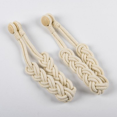 Tree City Natural Cotton Rope Curtain Tiebacks Elegant Boho Style Dark Gray