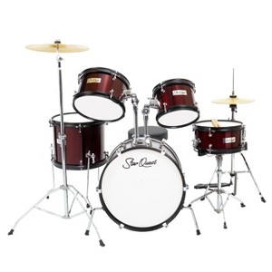 StarQuest Junior 5-Piece Drum Set, Metallic Red Finish with Bass, Snare, 2x Toms, Floor tom, High Hats and Crash Cymbal, Perfect for Young Drummers - 1 of 4