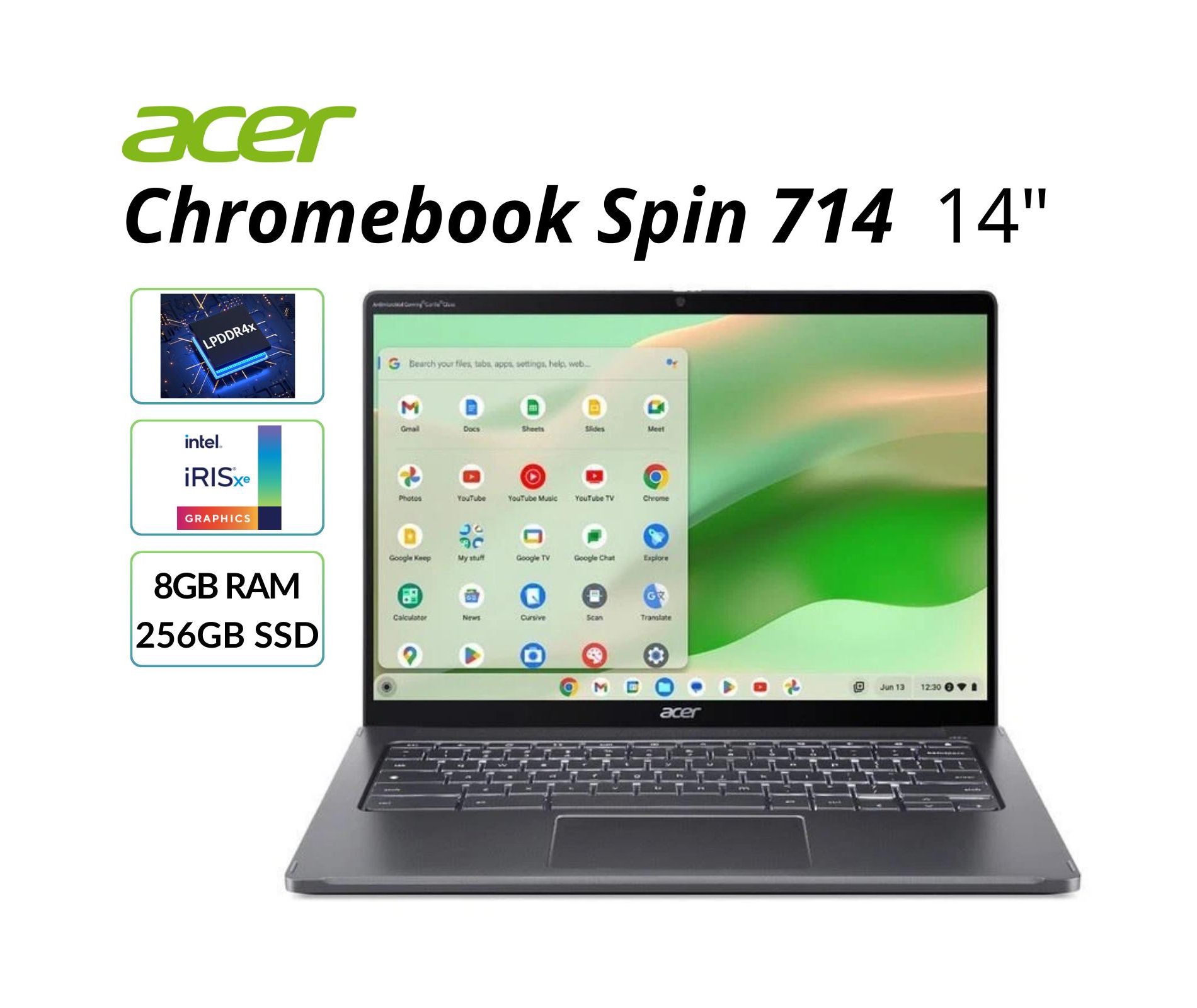 Refurbished Acer Spin 714 14" Touchscreen Chromebook Core i5-1335U 1.3GHz 8GB RAM 256GB SSD ChromeOS - Manufacturer Refurbished