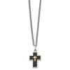 Chisel Stainless Steel with 14K Gold Accent Diamond with Black Enamel Cross Pendant on 24" Curb Chain Necklace - 3 of 4