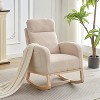 Rocking Chair, Upholstered Glider Chair with Side Pocket, Nursery Chair with High Backrest and Rubber Wood Legs for Living Room, Bedroom, Nursing Room - 2 of 4