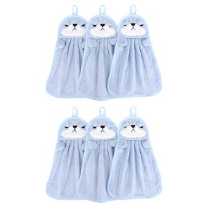 REGALWOVEN Bathroom Kitchen Cute Animal Children Hand Towels with Hanging Loop 6 Pcs - 1 of 4