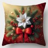 Lomsoe 4pcs Festive Christmas Throw Pillow Covers, Red Background with Christmas Tree Print, Zippered Polyester Cushion Cases for Living Room Decor - 4 of 4