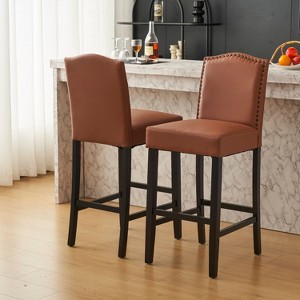 NicBex Modern Counter and Bar Stools, Minimalist PU Leather Counter Height Stools with High Backrest Upholstered Seating, Set of 2 - 1 of 4